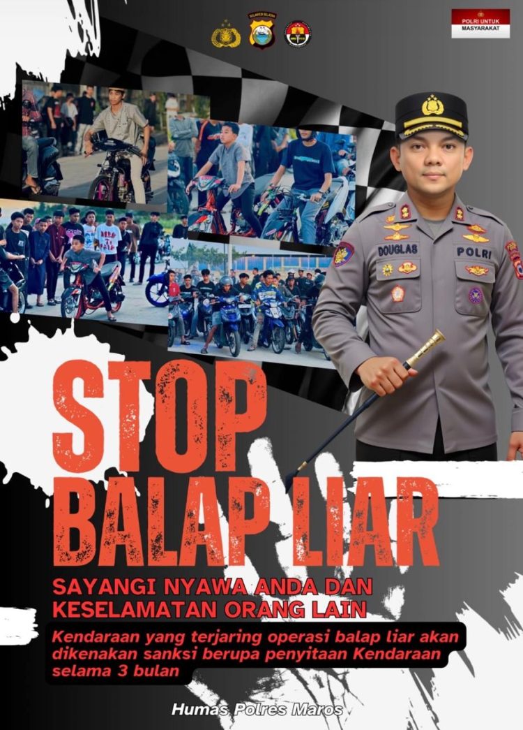 Polres Maros Tegaskan Tidak Ada Toleransi bagi Pelaku Balap Liar
