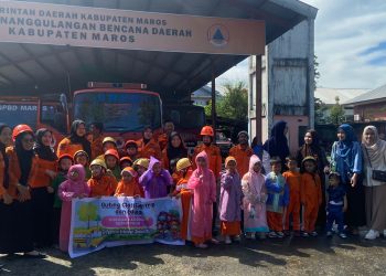 Edukasi Sejak Dini, Puluhan Siswa TK Islam Al-Azhar Cairo Sambangi BPBD Maros