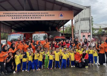 Edukasi Dini Penanggulangan Bencana: Puluhan Siswa TK Negeri 16 Dharma Wanita Mandai Sambangi Markas BPBD Maros