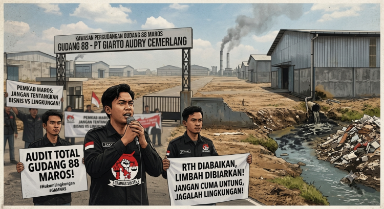 Diduga Abaikan RTH dan Limbah Tenant, GAMNAS Sulsel Desak Audit Menyeluruh Kawasan Gudang 88 Maros