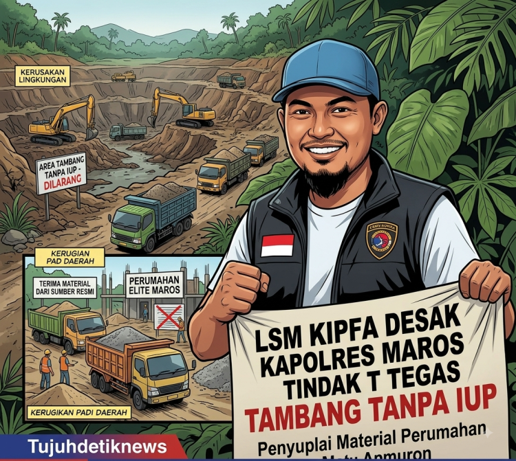 LSM KIPFA Desak Kapolres Maros Tindak Tegas Tambang Tanpa IUP Penyuplai Material Perumahan