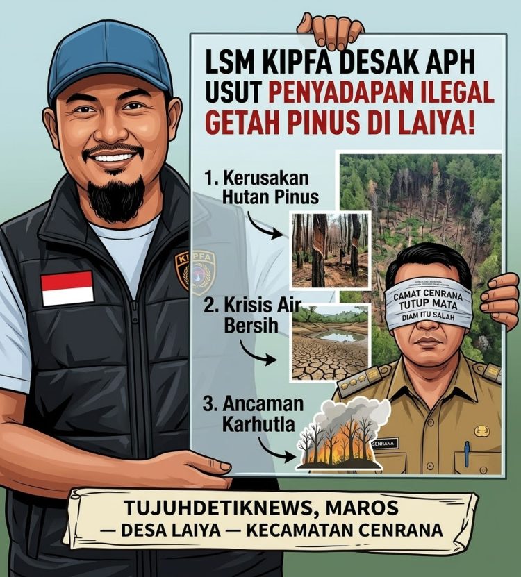LSM KIPFA Desak APH Usut Dugaan Penyadapan Getah Pinus Ilegal di Laiya, Camat Cenrana Disebut Tutup Mata