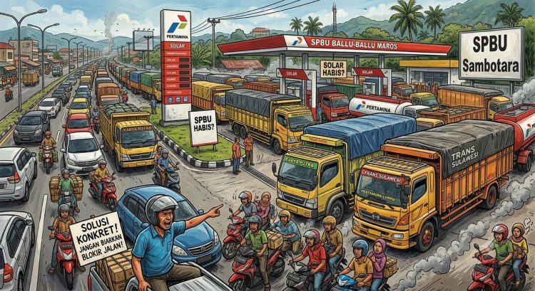 Antrean Truk di SPBU Sambotara Maros Dikeluhkan, Pengguna Jalan Desak Solusi Konkret