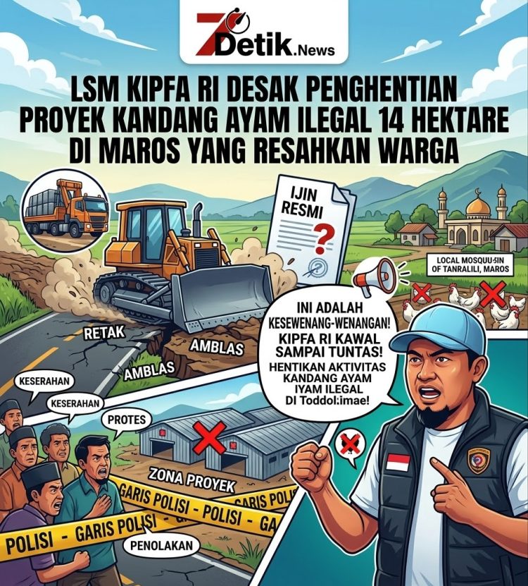 LSM KIPFA RI Desak Penghentian Proyek Kandang Ayam Ilegal 14 Hektare di Maros yang Resahkan Warga