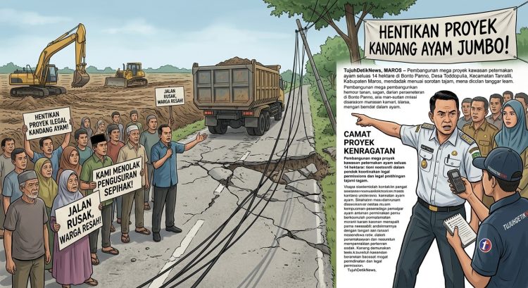 Dituduh Ilegal dan Merusak Jalan Hingga Kabel, Mega Proyek Kandang Ayam 14 Hektar di Maros Ditolak Warga