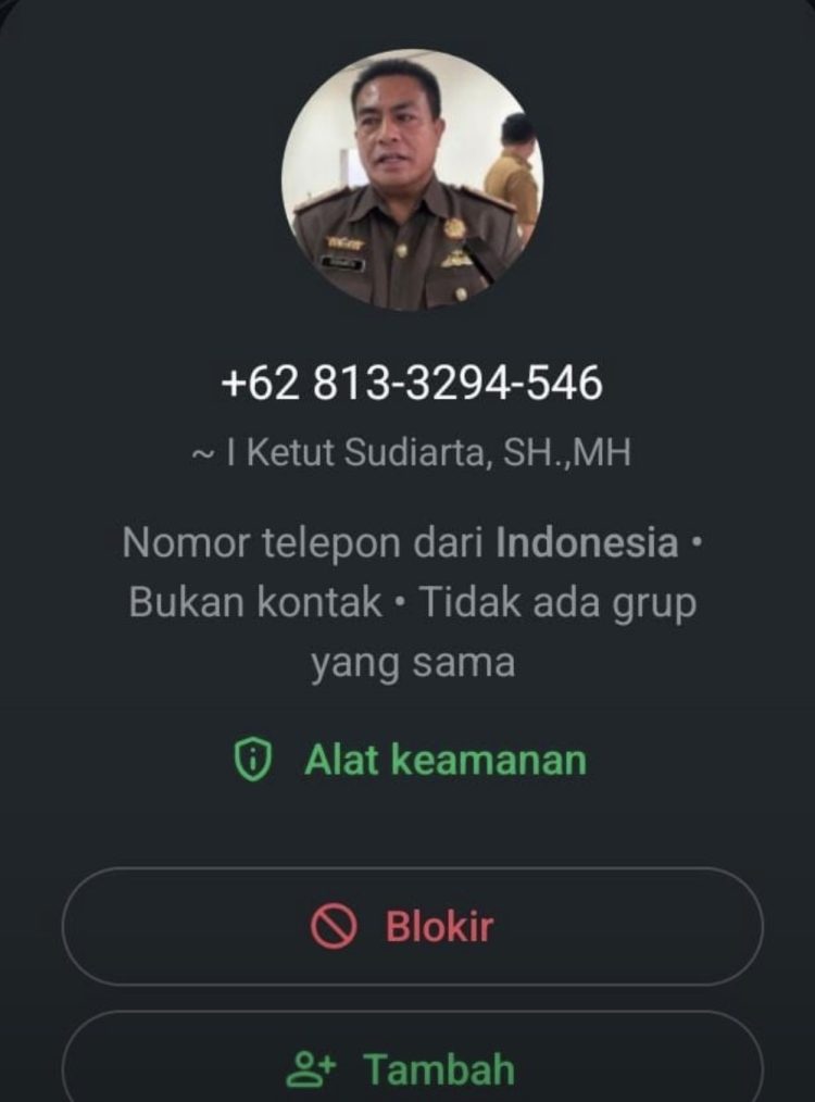 Waspada! Nomor WhatsApp Catut Foto Profil Kajari Maros I Ketut Sudiarta, Kejari Pastikan Itu Aksi Penipuan
