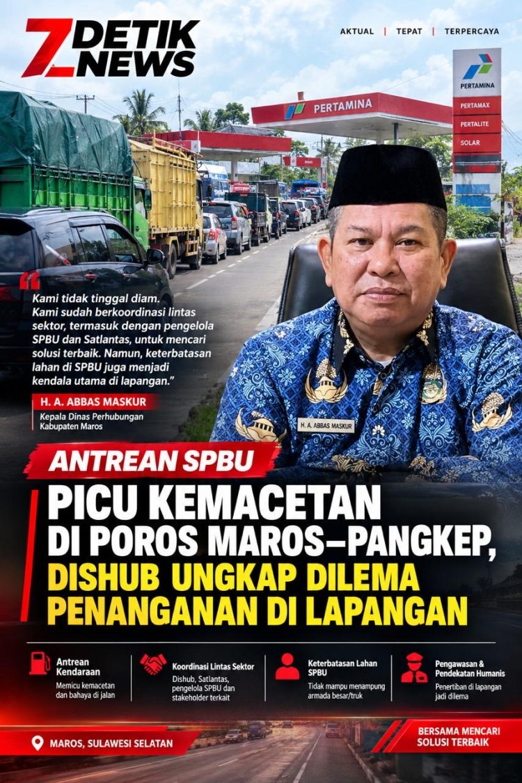 Antrean SPBU Picu Kemacetan di Poros Maros–Pangkep, Dishub Ungkap Dilema Penanganan di Lapangan
