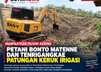 Manfaatkan Musim Kering, Petani Bonto Matenne dan Tenrigangkae Patungan Keruk Irigasi