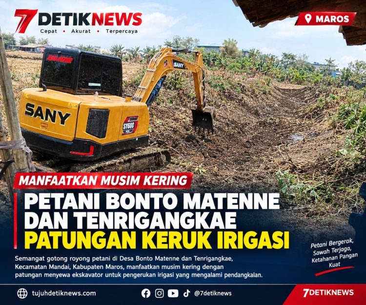 Manfaatkan Musim Kering, Petani Bonto Matenne dan Tenrigangkae Patungan Keruk Irigasi