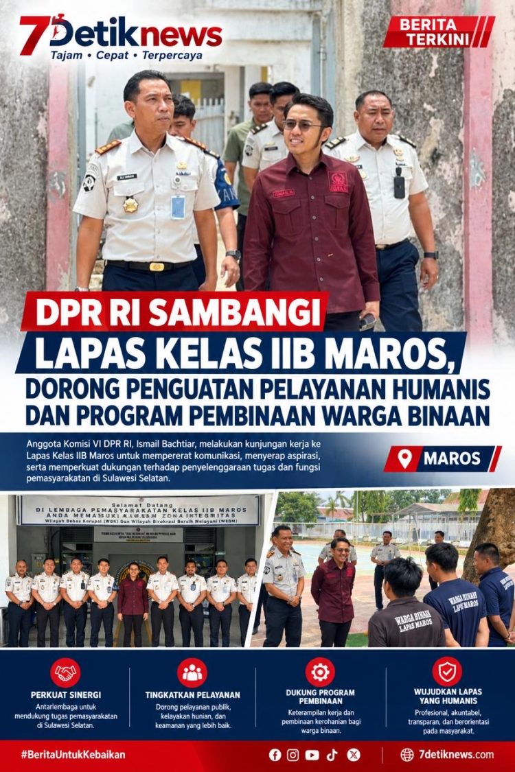 DPR RI Sambangi Lapas Kelas IIB Maros, Dorong Penguatan Pelayanan Humanis dan Program Pembinaan Warga Binaan