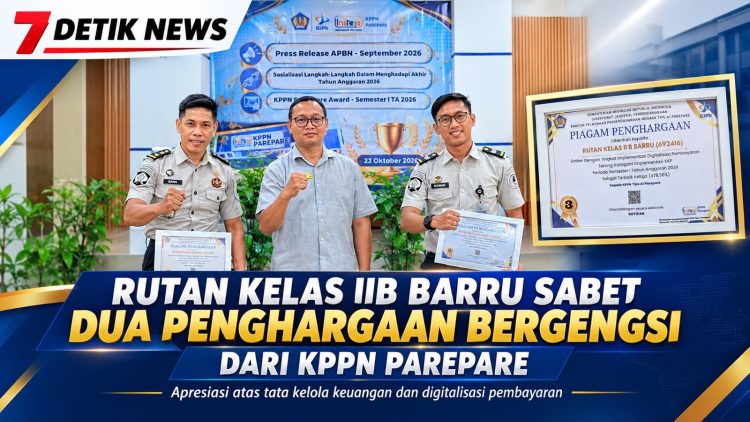 Rutan Kelas IIB Barru Sabet Dua Penghargaan Bergengsi dari KPPN Parepare Berkat Tata Kelola Keuangan Terbaik