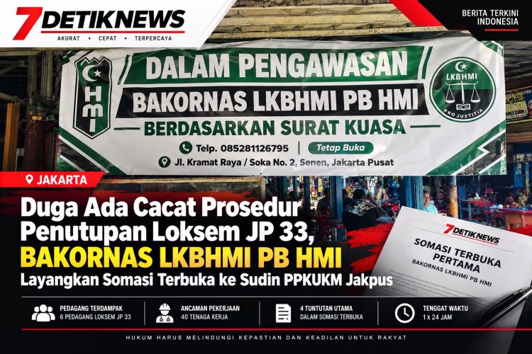 Duga Ada Cacat Prosedur Penutupan Loksem JP 33, BAKORNAS LKBHMI PB HMI Layangkan Somasi Terbuka ke Sudin PPKUKM Jakpus