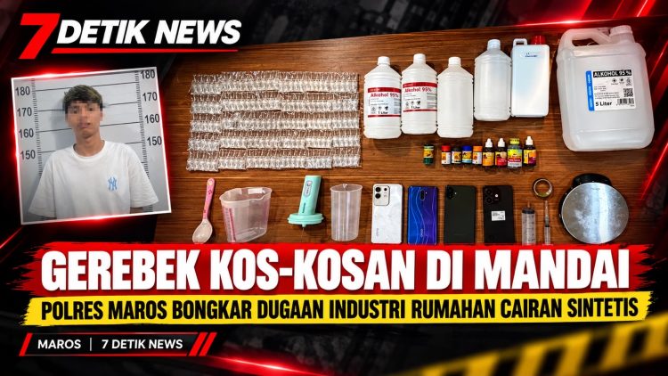 Gerebek Kos-kosan di Mandai, Polres Maros Bongkar Industri Rumahan Cairan Narkoba Sintetis