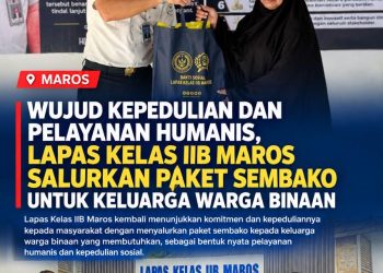 Wujud Kepedulian dan Pelayanan Humanis, Lapas Kelas IIB Maros Salurkan Paket Sembako untuk Keluarga Warga Binaan