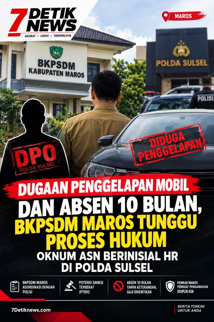 Dugaan Penggelapan Mobil dan Absen 10 Bulan, BKPSDM Maros Tunggu Proses Hukum Oknum ASN Berinisial HR di Polda Sulsel