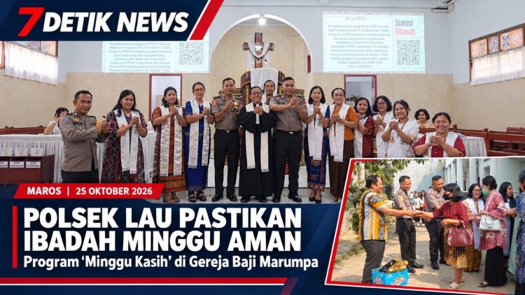 Pastikan Ibadah Aman dan Kondusif, Kapolsek Lau Gelar Program ‘Minggu Kasih’ di Gereja Jemaat Baji Marumpa Marusu