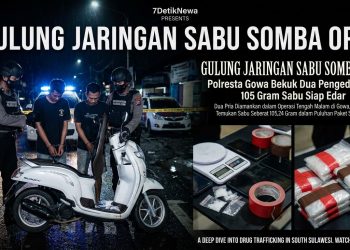 GULUNG JARINGAN SABU SOMBA OPU: Polresta Gowa Bekuk Dua Pengedar, Sita 105 Gram Sabu Siap Edar