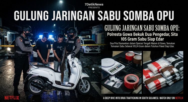 GULUNG JARINGAN SABU SOMBA OPU: Polresta Gowa Bekuk Dua Pengedar, Sita 105 Gram Sabu Siap Edar