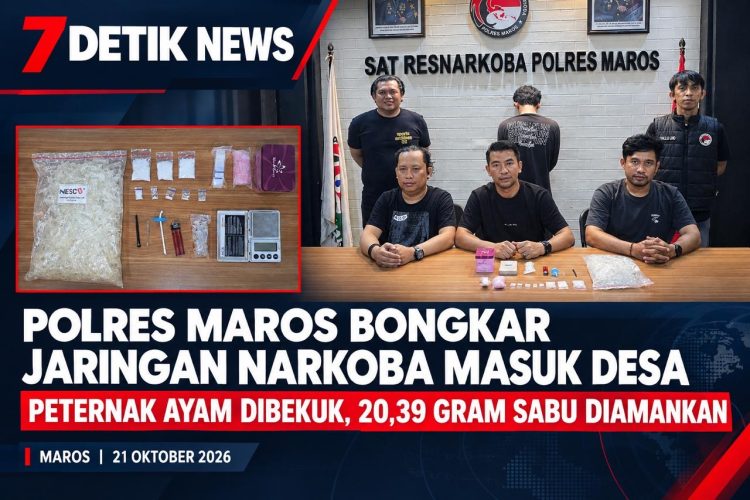 Polres Maros Bongkar Jaringan Narkoba Masuk Desa, Peternak Ayam Dibekuk Bersama 20 Gram Sabu