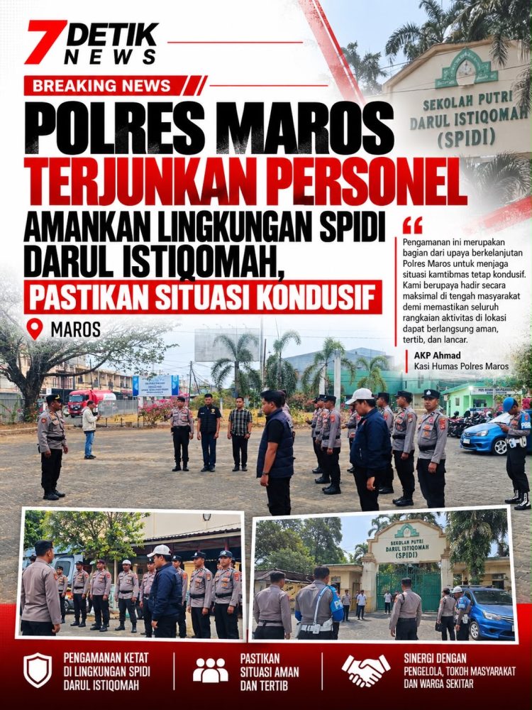 Polres Maros Terjunkan Personel Amankan Lingkungan SPIDI Darul Istiqomah, Pastikan Situasi Kondusif