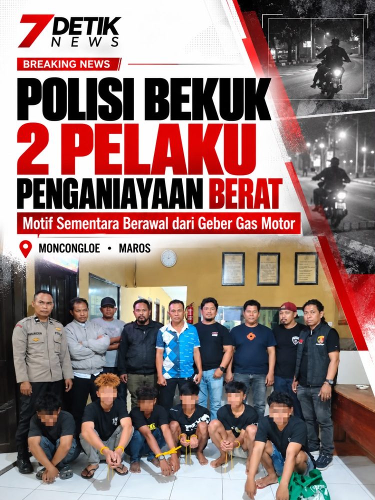 Polisi Bekuk Dua Pelaku Penganiayaan Berat di Moncongloe Maros, Motif Berawal dari Geber Gas Motor