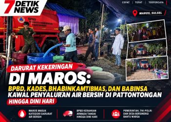 Dampak El Nino Makin Meluas, Pemdes Bersama TNI-Polri dan BPBD Maros Kawal Penyaluran Air Bersih Hingga Dini Hari