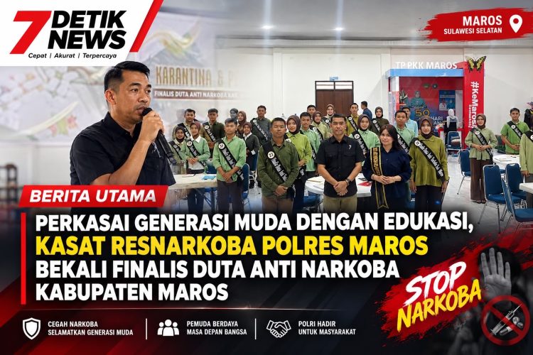PERKASAI GENERASI MUDA DENGAN EDUKASI, KASAT RESNARKOBA POLRES MAROS BEKALI FINALIS DUTA ANTI NARKOBA KABUPATEN MAROS
