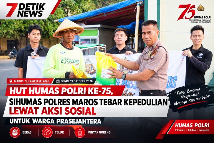 HUT Humas Polri ke-75, Sihumas Polres Maros Tebar Kepedulian Lewat Aksi Sosial untuk Warga Prasejahtera