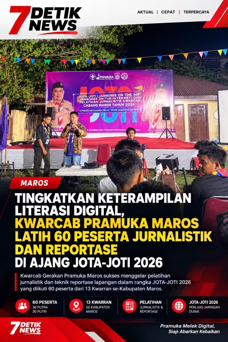 Tingkatkan Keterampilan Literasi Digital, Kwarcab Pramuka Maros Latih 60 Peserta Jurnalistik dan Reportase di Ajang JOTA-JOTI 2026